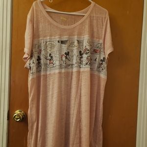 Disney Short Sleeve Longline Shirt With Comic